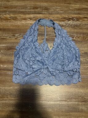 Lace Halter Bralette Camisole in Slate Blue